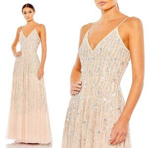 MAC DUGGAL | EMBELLISHED V NECK SLEEVELESS COLUMN GOWN #93566